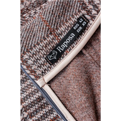 Юбка теплая в клетку миди 273-1BRN НАТАЛИ, 1232215