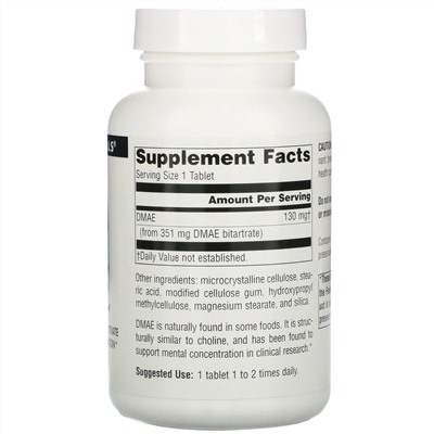 Source Naturals, ДМАЭ, 351 мг, 200 таблеток