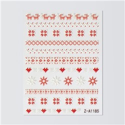 Наклейки для ногтей «Новогодние узоры», объёмные, красные, белые