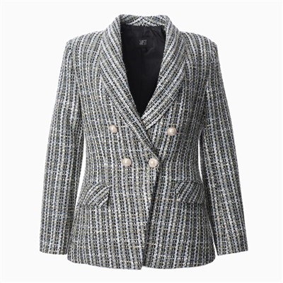 Пиджак женский твидовый двубортный MIST, размер 44, синий