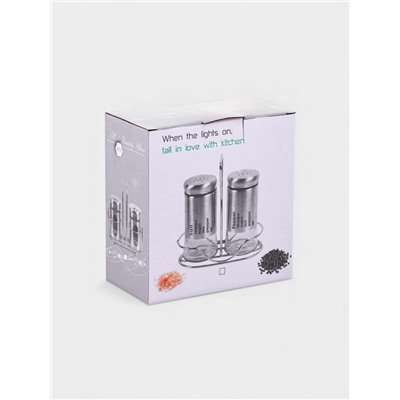 Набор для специй «Сияние.Silver», 2 шт., на подставке, стекло, серебристый