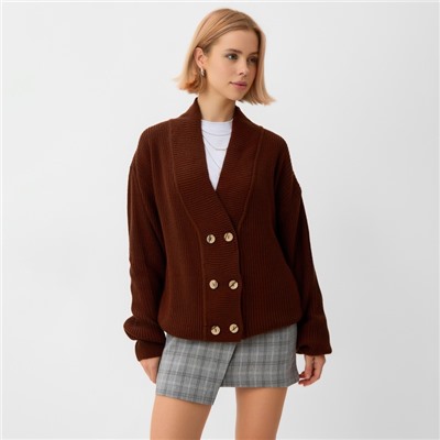 Кардиган на пуговицах женский MINAKU: Casual Collection, цвет шоколад, размер 42