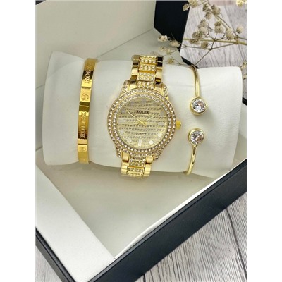 Подарочный набор для женщин часы, 2 браслета + коробка #22864430