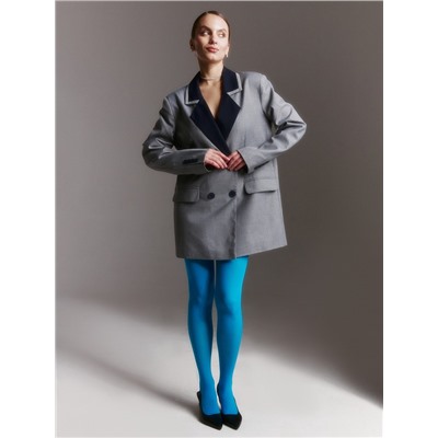 Пиджак женский с контрастным воротником MINAKU: Casual Collection, серый, размер 42