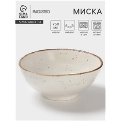 Миска Magistro Alpine Frost, 750 мл, 16.9×7.3 см, фарфор, белая