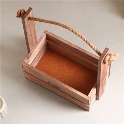 Подарочный ящик «Аром», деревянный, ручка - канат, цвет состаренный дуб, набор 3 шт.