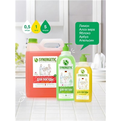 Средство для мытья посуды Synergetic «Зеленый чай», гель антибактериальный, биоразлагаемый, 1 л