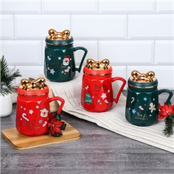 Кружка новогодняя с крышкой /450 мл/ 312 /уп 60/