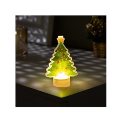 Световая картинка на подставке «Ёлочка», 11 см, 1 LED, от батареек, свечение тёплое белое