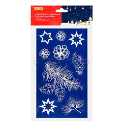 Новогоднее оконное украшение "Шишки и иголки", 25х14 см