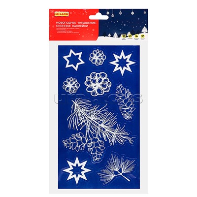 Новогоднее оконное украшение "Шишки и иголки", 25х14 см