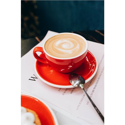 Кофейная пара Magistro Coffee time, чашка 200 мл, блюдце d=14.5 см, фарфор, красная