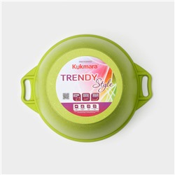 Кастрюля KUKMARA Trendy style, 4 л, d=24 см, h=14.5 см, антипригарное покрытие, стеклянная крышка, литой алюминий, зелёная