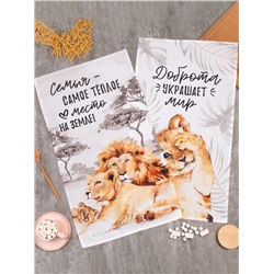 Набор кухонных полотенец Этель «Семья» 40×73 см -2 шт., 100% хлопок, вафля 160 г/м²