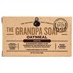 Grandpa's, Кусковое мыло для лица и для тела, успокаивающее, овсяное, 4,25 унции (120 г)