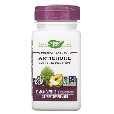 Nature's Way, артишок, 60 веганских капсул