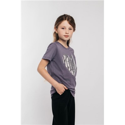 Футболка для девочки 51297 (Серо-фиолетовый)