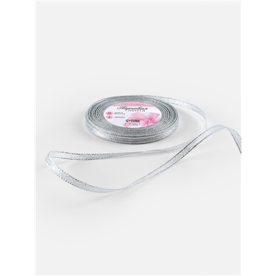 Лента парчовая, 6 мм, 23±1 м, цвет серебряный