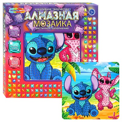 Алмазная мозаика 15*15 "Стич" в коробке