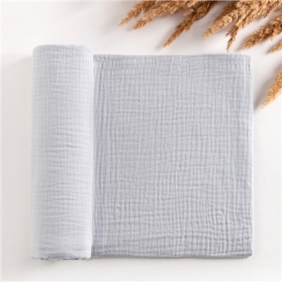 Пелёнка муслиновая «Крошка Я», 135×100 см, двухслойная, 100 % хлопок, светло-серая