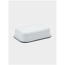 Лоток эмалированный, 1.5 л, с полиэтиленовой крышкой, без декора, белый