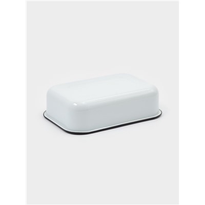 Лоток эмалированный, 1.5 л, с полиэтиленовой крышкой, без декора, белый