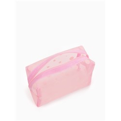 Косметичка женская DOT, с рисунком, сетка, на молнии, розовая