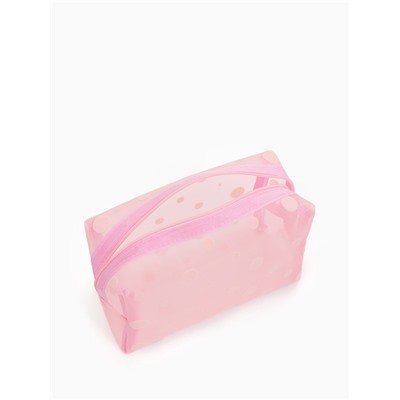 Косметичка женская DOT, с рисунком, сетка, на молнии, розовая