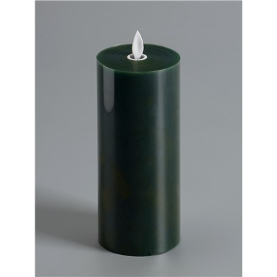 Светодиодная свеча восковая «Глубокий зеленый», 20×7 см, от батареек АААx3, свечение тёплое белое