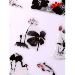 Наклейки для ногтей «Япония», красные, чёрные