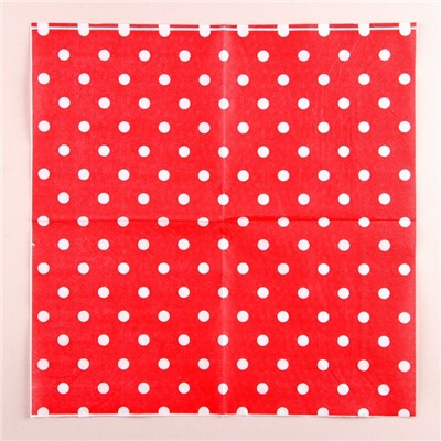 Салфетки бумажные «Горох», набор 20 шт., 33×33 см, красные
