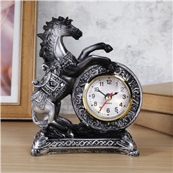 Часы статуэтка Лошадь 15 см / 7029-B /уп 60/серебро