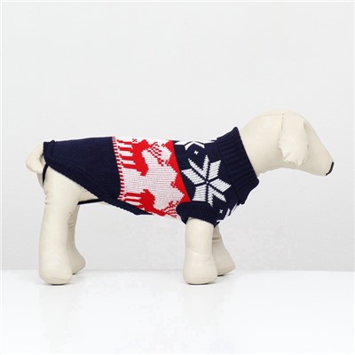 Свитер «Бегущие олени», L (ДС 30, ОШ 30, ОГ 45 см), синий