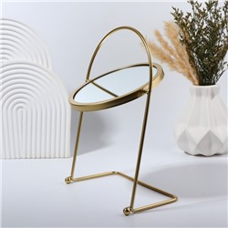 Зеркало настольное PREMIUM, круглое, металлическое, 29×20.5×11 см, (d=14.5 см), цвет золотой
