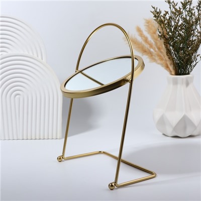 Зеркало настольное PREMIUM MIRROR, d зеркальной поверхности 14.5 см, 29×20.5 см, золотистое