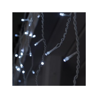 Гирлянда «Бахрома» 3×0.6 м, IP44, УМС, белая нить, 160 LED, свечение белое, 220 В