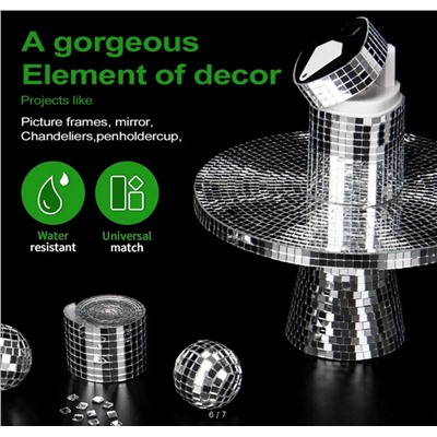 Самоклеящаяся мозаичная плитка, диско-плитка 5x5 мм, квадратная зеркальная мозаичная плитка для украшения  интерьера