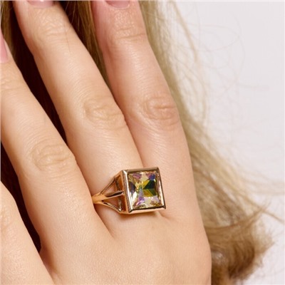 Кольцо 17 р ювелирная бижутерия коллекция "Дубай", покрытие позолота, вставка: фианит, цвет: хамелеон, арт.414.111-17