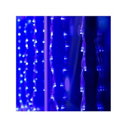Гирлянда «Водопад» 2×1.5 м, IP20, прозрачная нить, 400 LED, свечение синее, 8 режимов, 220 В