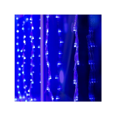 Гирлянда «Водопад» 2×1.5 м, IP20, прозрачная нить, 400 LED, свечение синее, 8 режимов, 220 В