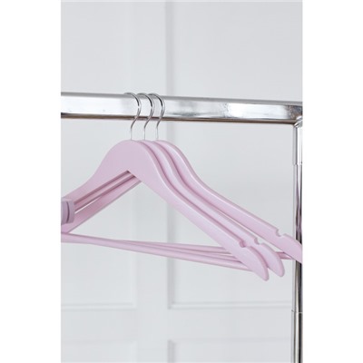 Плечики - вешалки LaDо́m Brillant, 44.5×23×1.2 см, 3 шт., деревянные, широкие плечики, цвет розовый