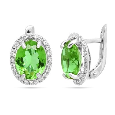 Серьги из серебра ситалл имитация султанита, СПН02308