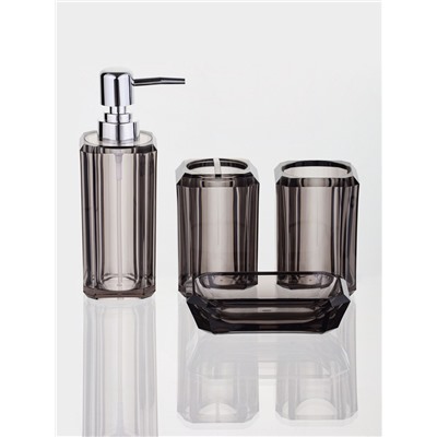 Набор для ванной "Кристалл" 4 предмета (дозатор, 2 стакана, мыльница)