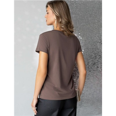 Нарядная футболка с принтом фольгой из премиального хлопка с эластаном