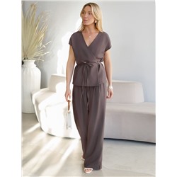 Брюки палаццо с защипами из плотного лиоцелла