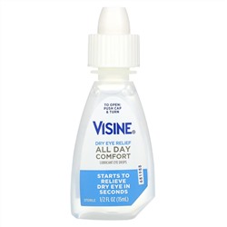 Visine, Средство от сухости глаз, комфорт на весь день, увлажняющие глазные капли, стерильные, 15 мл (1/2 жидк. унции)