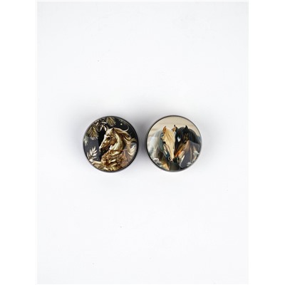 Свечи в железной банке «Лошади», аромат мандарин и еловые ветки, диам 4.8 см, 2 шт.