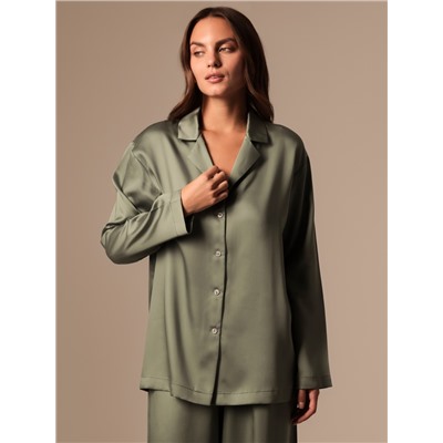 Пижама женская (рубашка, брюки) SL HOME Tensel Home, размер 52-54, зелёная