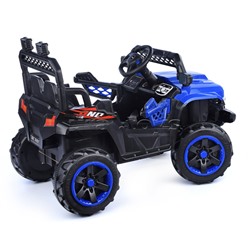 Электромобиль "Автокросс" на аккумуляторе, с р/у управлением, в коробке (синий)