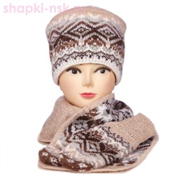 Кубанка тройка Комплект женская (шапка+шарф+варежки) (56-58)